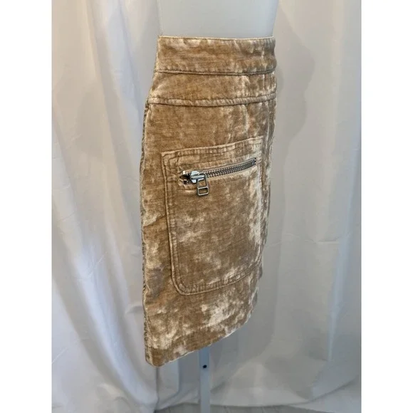 Free People Dust To Dust Crushed Velvet Tan Mini Skirt Festival size 2 - Picture 5 of 12